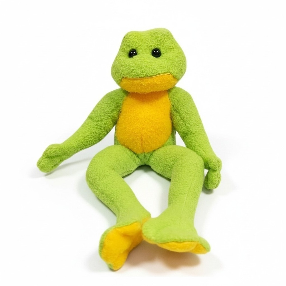 Vintage 90's Douglas Cuddle Toys Frog Plush Keene NH Tag Green Soft Toy HTF Rare